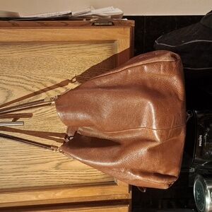 COACH shoulder  bag rich brown tan pebbled leather  good pre-owned condition